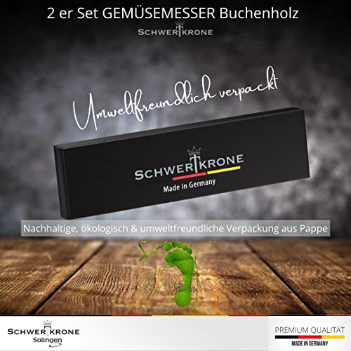 Foto von Schwertkrone® Schälmesser gerade Premium 2er Set [MADE IN SOLINGEN - GERMANY] - Gemüsemesser Obstmesser - Küchenmesser klein scharf - Schneidemesser Kartoffelschälmesser - Allzweckmesser (2x 7,5cm)