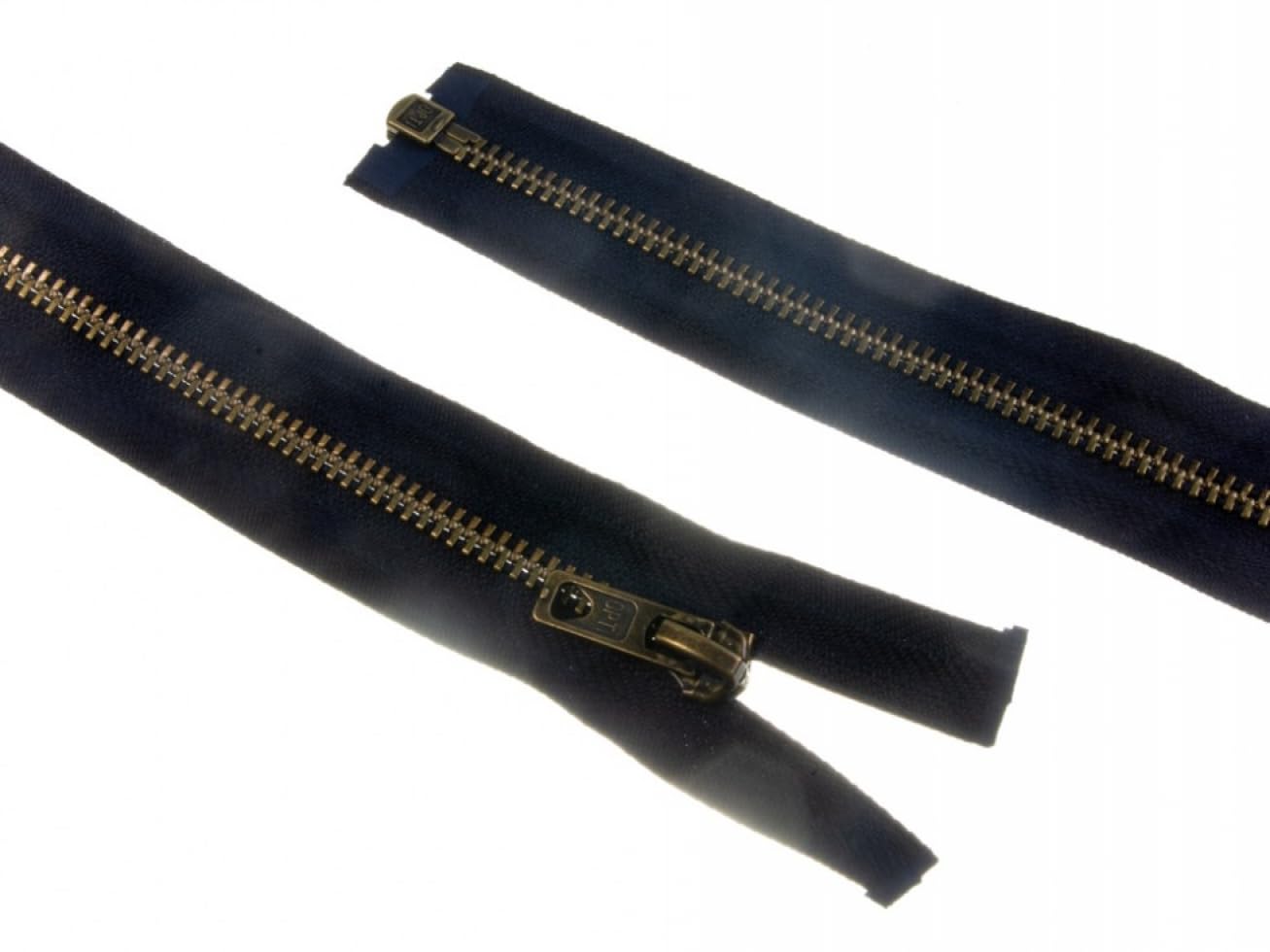 24" 61cm Antique Brass Metal Open End Zips Navy Blue - per Single Zip