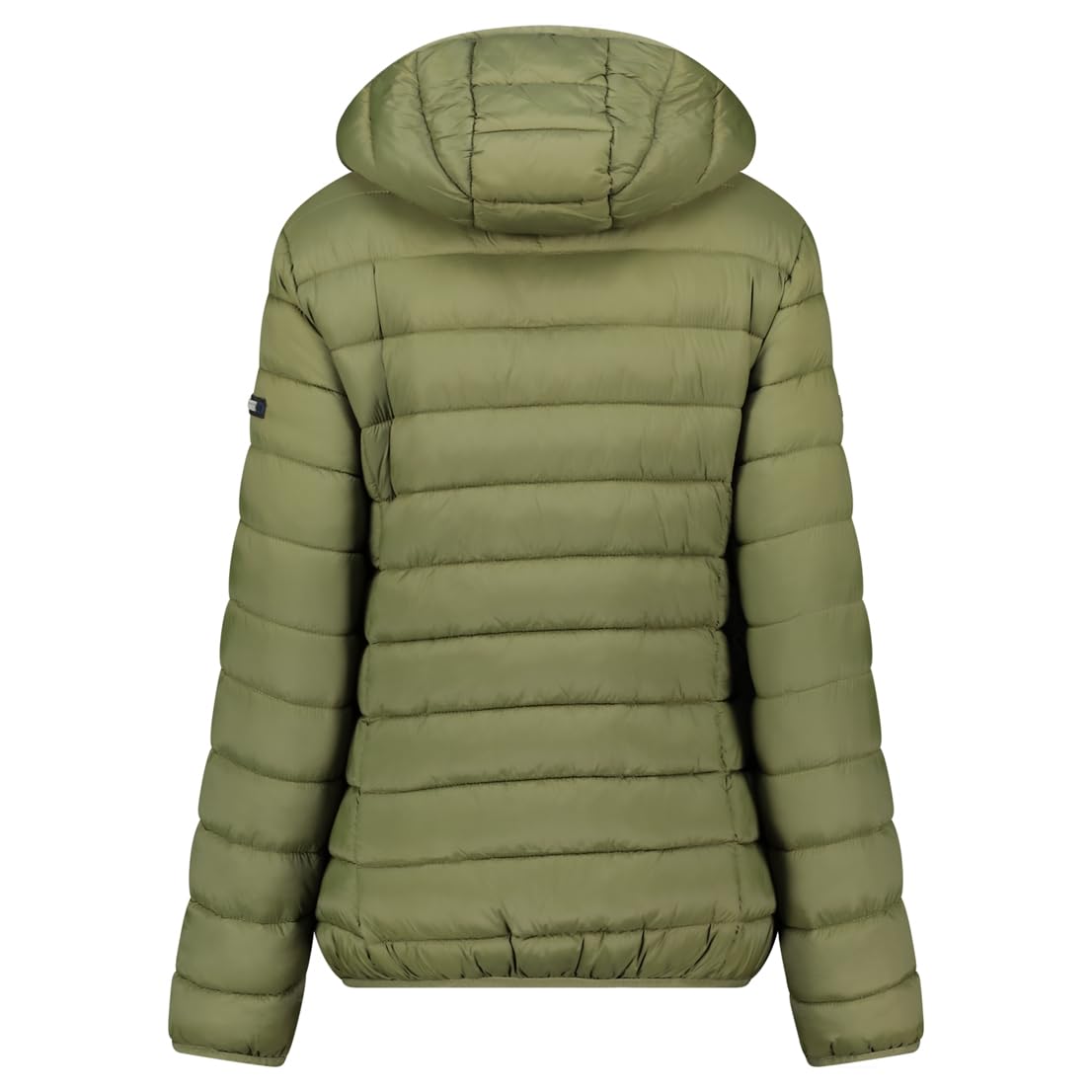 Geographical Norway Atikolor Hood - Chaqueta ligera para mujer con capucha - Chaqueta acolchada cálida mediada - Estilo urbano - Bolsillos con cremallera - insignia y bandera bordada - Corte femenino