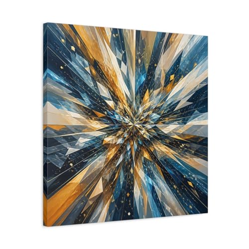 Toile canvas bleue et dorée 60x60 cm avec châssis de 3 cm