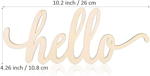 Miniatura 3 de JANOU Letrero de madera con texto en inglés «Hello Wood» para pared, letras decorativas para bricolaje, palabras recortadas, letrero de madera sin