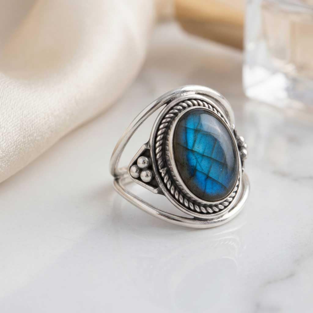 Handmade 925 Sterling Silver Overlay Ring Natural Gemstone Moonstone, Crystal, Carnelian, Rose Quartz Oval Boho Jewelry For Women