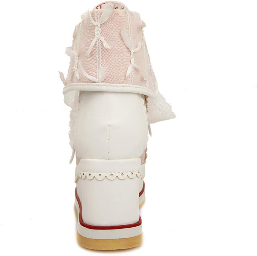 HILIB Women's Cute Lolita Boots Cosplay Brogue Wedge Boots - Image 5