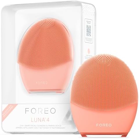 FOREO Luna 4 Facial Cleansing Brush - Firming Face Massager, Balanced Skin | Facial cleansing brush, face massager, silicone brush, exfoliator, balanced skin, skincare tool, firming