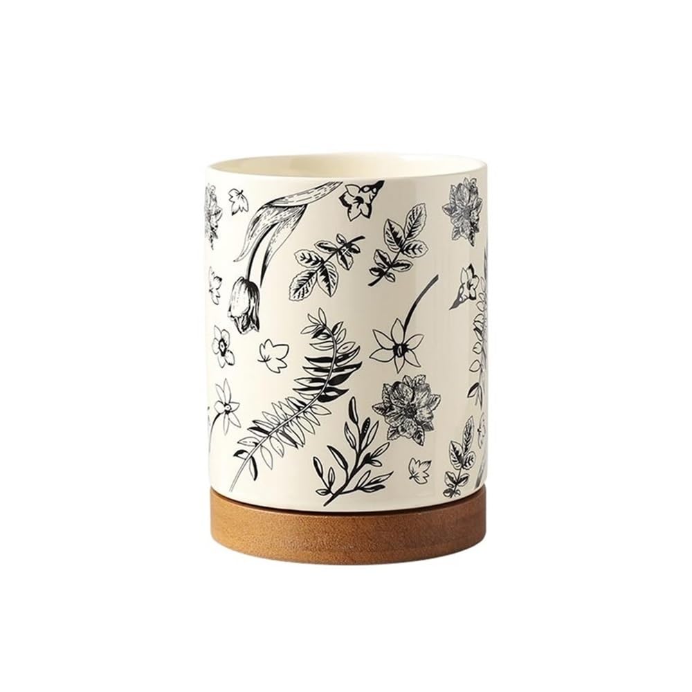Czarny ceramiczny uchwyt na przybory kuchenne na blat kuchenny - stylowe sztućce z tacą odpływową idealne rozwiązanie do przechowywania przyborów dla domowych kucharzy i kucharzy