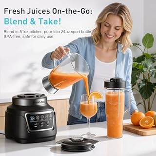 HoninJoy All-in-One Blender & Food Processor, 10-in-1 Professional Blender for Smoothies, Ice Crushing, Dough Making, Chopping, Grinding, Slicing & Shredding, Dishwasher Safe for Kitchen & Home Use