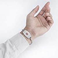 Vista 8 de Pulsera de identificación de alerta médica, cadena de acero inoxidable intercambiable con etiqueta de filigrana, pulseras de identificación