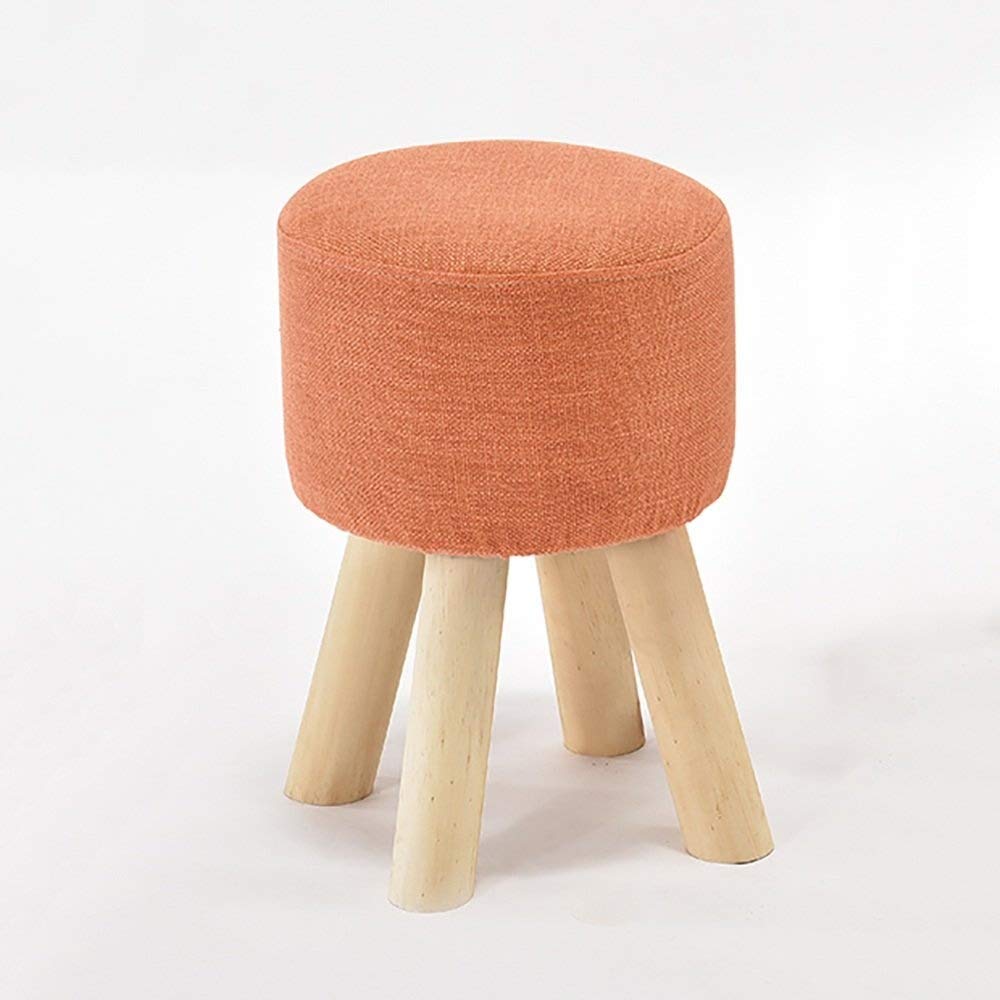 Repose-pieds en bois massif tabouret de salon orange et pouf à langer
