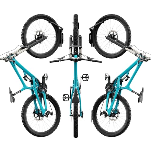 WiwiIron Suporte de parede giratório para bicicleta, suporte vertical de parede de bicicleta para ga