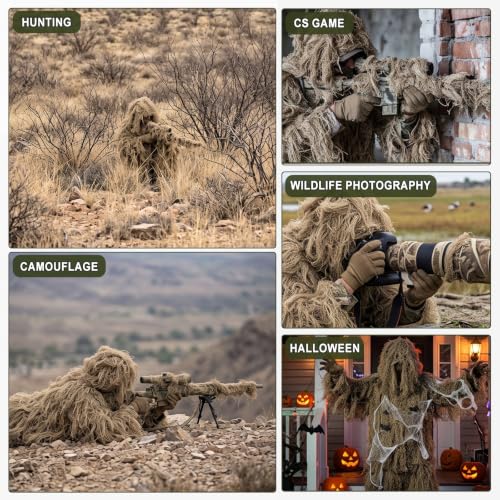Image of DoCred 5-In-1 Ghillie Suit, 3D Camouflage Hunting Suits