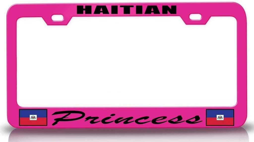 Haitian Princess Country Flag Metal Car SUV Truck License Plate Frame Pn a58