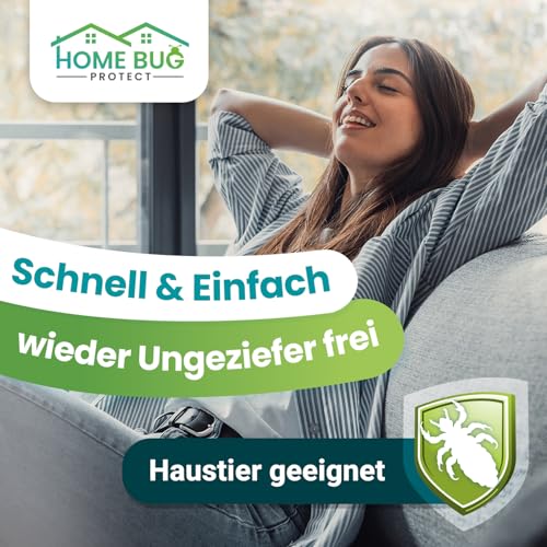 HomeBugProtect Läuse Spray 500ml - Anti Läuse Spray für Textilien und Möbel - Effektives Läuse Abwehrspray als Vorbeugung & Behandlung für Zuhause - Ideale Ergänzung zum Läuseshampoo