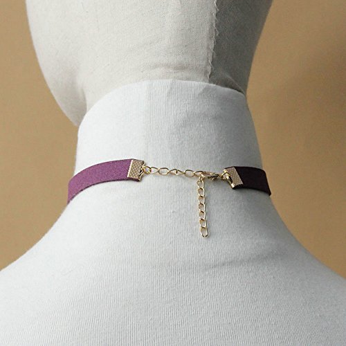 Pure Gothic Ribbon Bridal Lace Pattern Necklace Vintage Romantic Handmade Bridal Wedding White Lace Choker Necklace Short Flower Pearl Relighous Necklace (With A Purple Bow) #TOP3