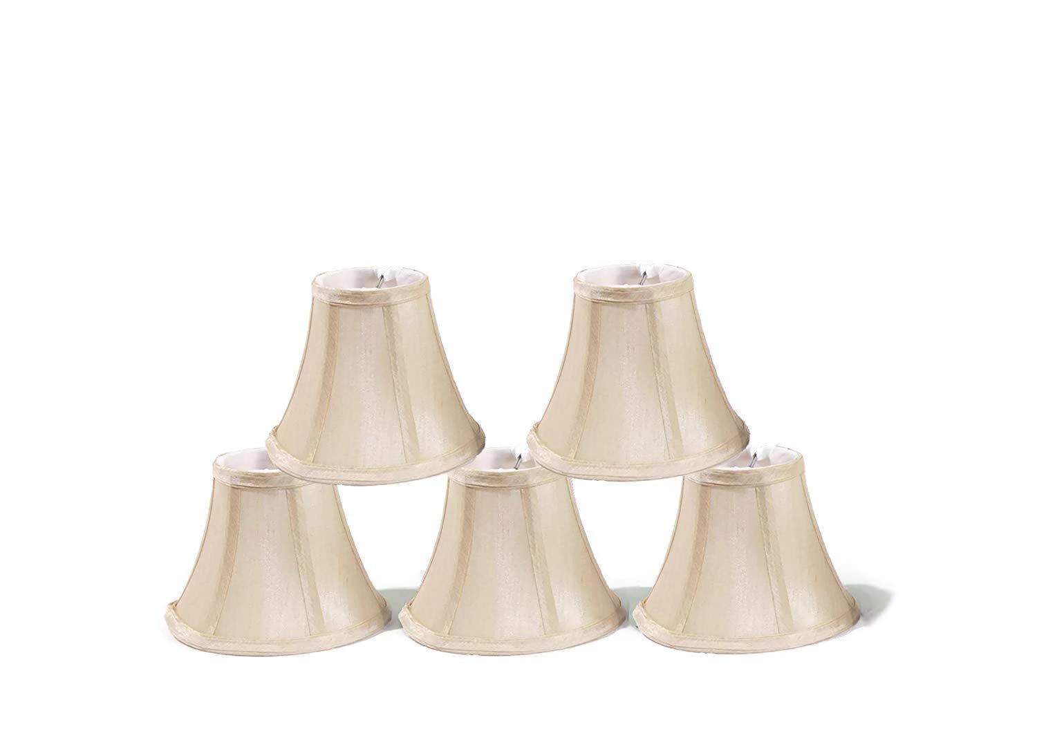 Urbanest Chandelier Lamp Shades, Set of 5, Soft Bell 3x6x5, Cream, Clip on
