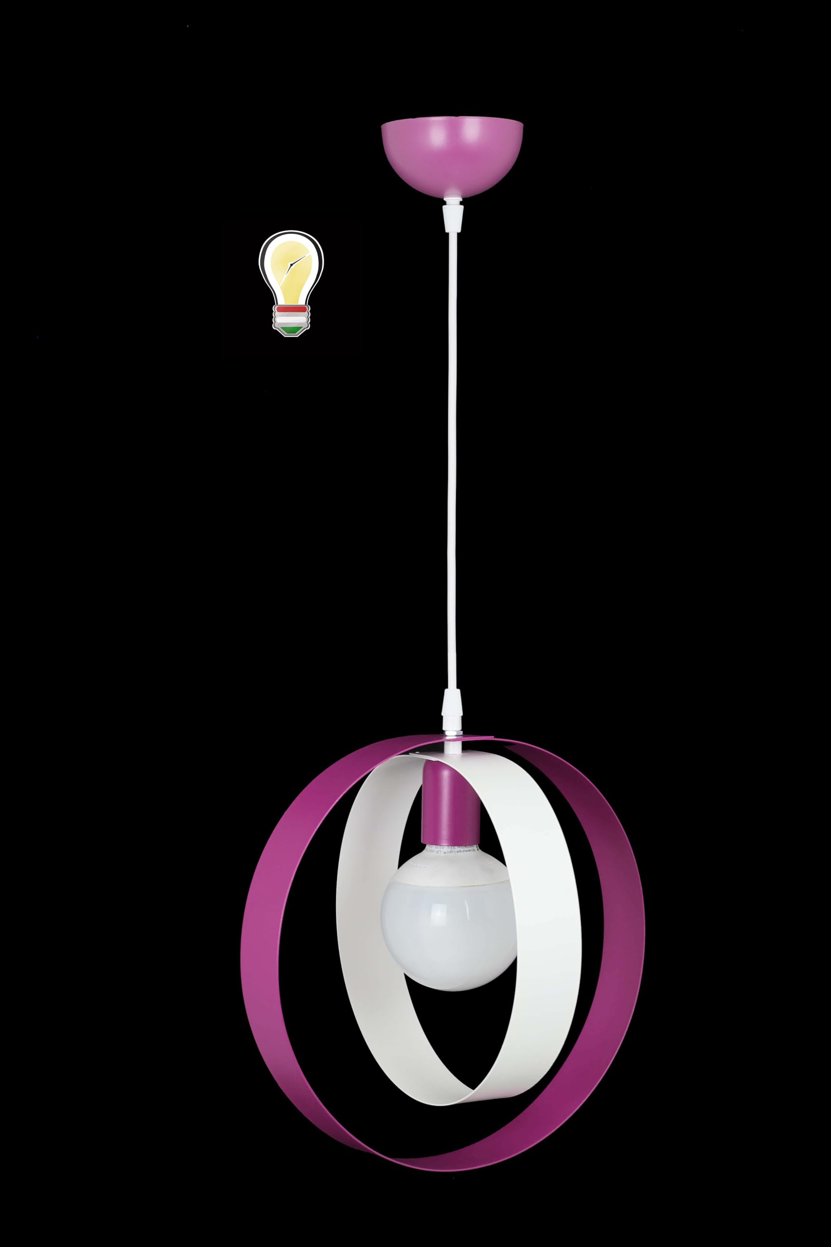 Generico ORALAMP Lampadario a Sospensione Stile Moderno in Ferro Vari Colori, Lampadario per Cameretta, Camera da Letto, Soggiorno PAT/1/S (Bianco Fucsia)