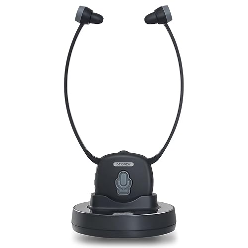 Auriculares inalámbricos para TV con base de carga de transmisor RF de 2.4G, rango de 100 pies, Plug and Play, control de alto volumen, auriculares