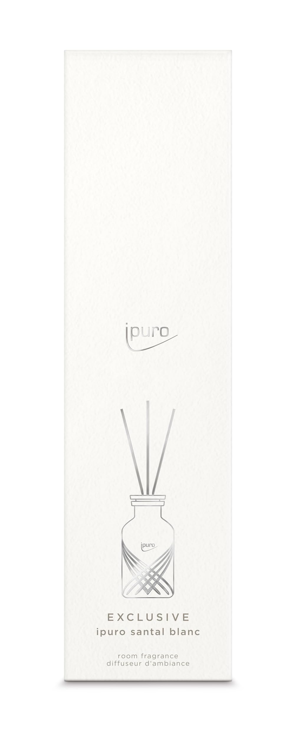 ipuro - Exclusive Raumduft Santal Blanc mit erhöhtem Duftölanteil - 240ml | Raumerfrischer mit weißer Orchidee & Sandelholz Duft Aroma | Diffuser mit Stäbchen | Lufterfrischer für Wohnung