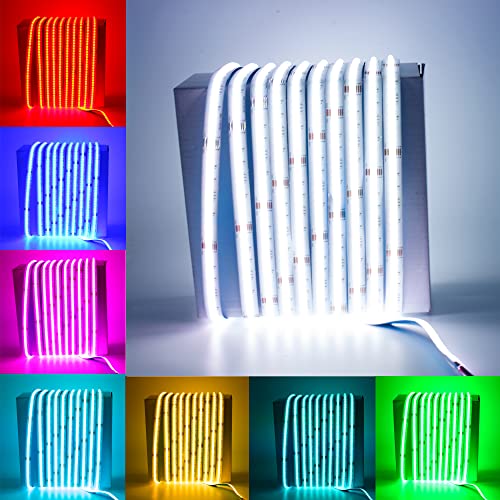 Boarda RGBW COB LED Strip,24V RGB+Cool White 6000K,4 in 1 RGB+CW 784 LEDs/m COB LED Strip,5m 3920 LEDs High Brightness Flexible RGBW COB Tape for Party,Counter,Shelf,Home Decor (RGB+CW)