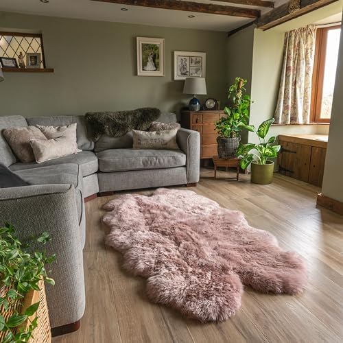 Genuine Colourful Sheepskin Rug | Extra Thick Large Sheepskin Rugs (Natural, Single 95x60cm)