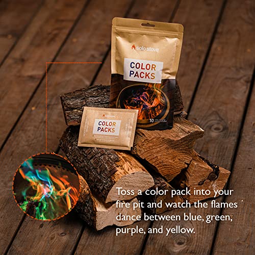 Solo Stove Color Pack 10 Color Changing Fire Packets, Adds Magic Fire Colorful Flames to Your Fire Pit & 4 Potential Fire Color - Blue, Green, Purple, and Yellow - Firepit Accessory for Outside Pits