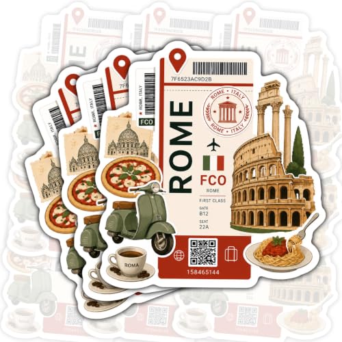 3Pcs Rome Ticket Sticker, Travel Boarding Pass Sticker 2"