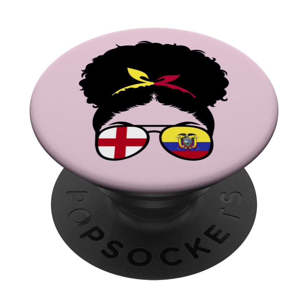 England Ecuador Mix Afro Hair Half English half Ecuadorian PopSockets Swappable PopGrip, Black