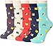 Chalier Cozy Calcetines Mujer Divertidos Calcetines Algodón Invierno Calcetines de Perro Gato Animales para Niñas Chicas, Talla única, Beige