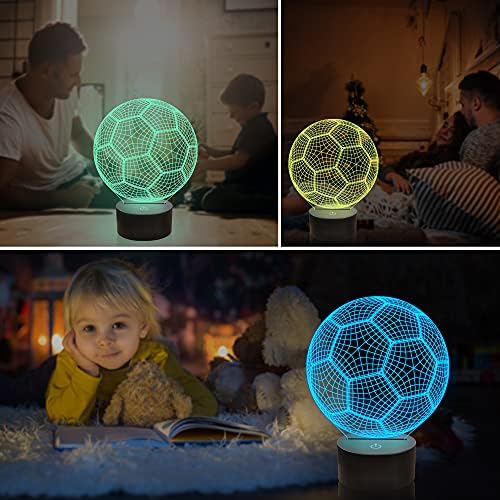 Ammonite Football Night Light Soccer 3D Illusion lamp for Kids, 16 Colors Changing with Remote, Kids Bedroom Decor as Xmas Holiday Birthday Gifts for Boys Girls Sports Fan