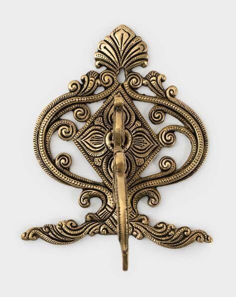 Vintage Brass Wall Mount Decorative Hook, Ornate Floral Design, Antique Gold, 15 x 13 x 15 cm, for Lanterns, Diyas, Bells, Planters-image-48
