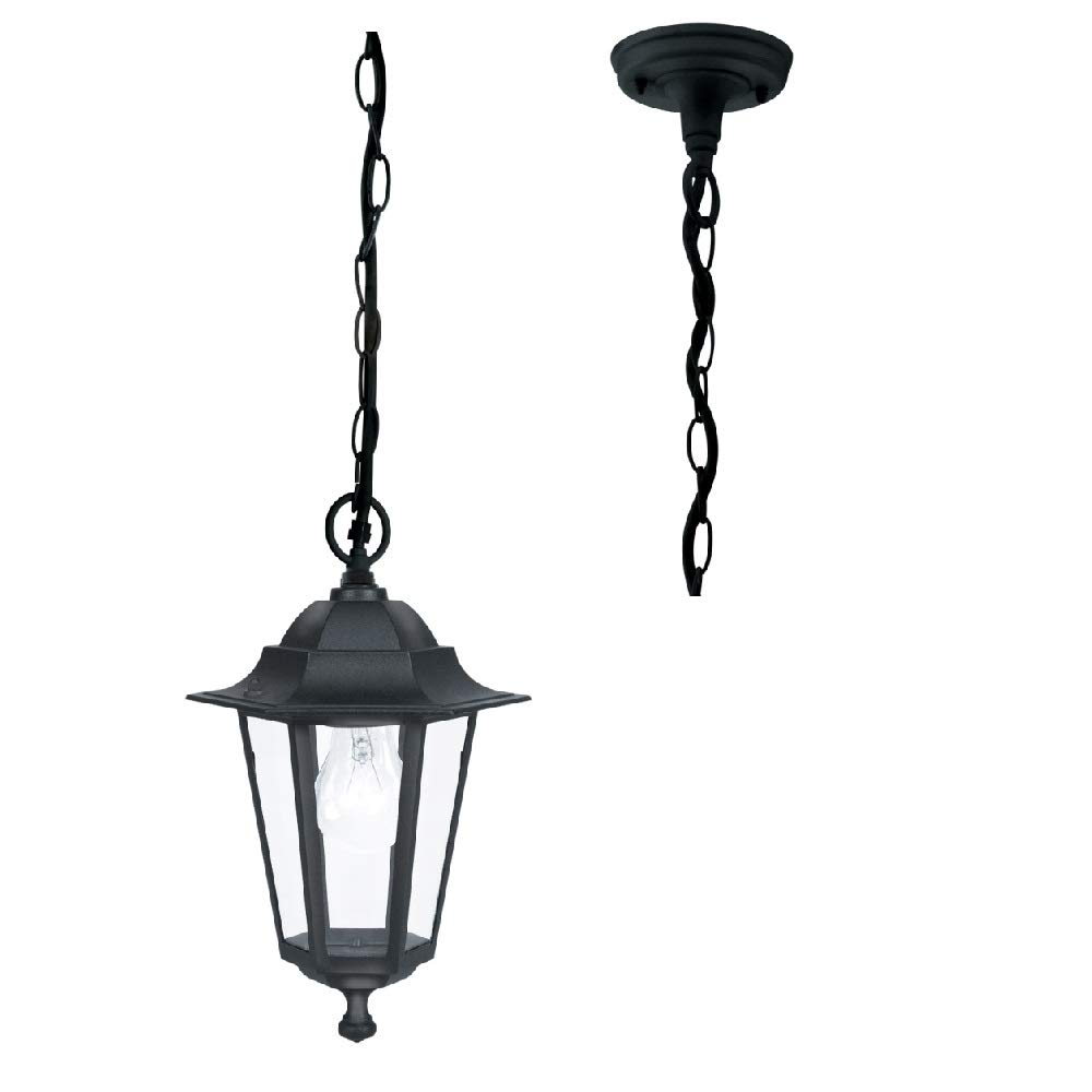 Britalia Black - Single Matt Black Outdoor Traditional Vintage Coach Lantern Pendant Light | 1 X E27 Es Lamp Bulb Required (Not Included) | 240 Volt | Ip44 Exterior Rated | Garden & Patio Light