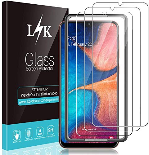[3 Pack] L K Screen Protector for Samsung Galaxy A20, [Easy Installation Tray] Tempered-Glass 9H Hardness, Case Friendly