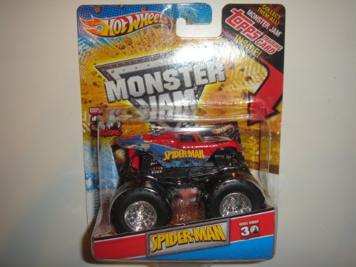 2011 Hot Wheels Monster Jam Spiderman Red/Blue With Topps Trading Card