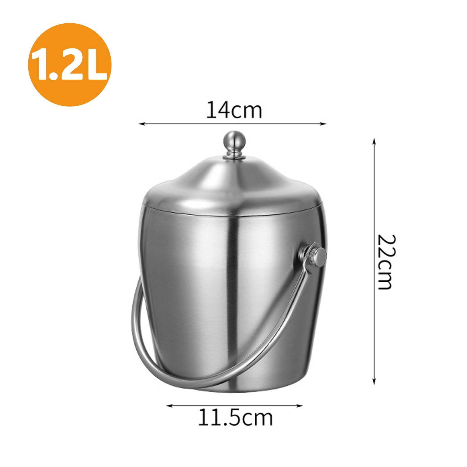 AIZYR Cubos De Hielo Aislados Cubos De Hielo con Pinzas, Cubos De Hielo De Doble Pared Mantener La Congelación Cubo De Fiesta Barril De Vino Casa del Bar De Fiestas,1.2L
