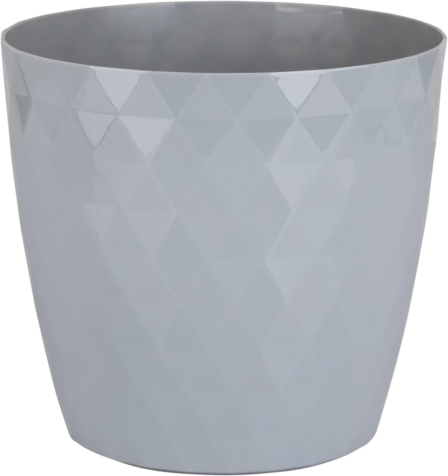 Home Garden Ornaments Plant Pots Indoor, Indoor Plant Pot - Decorative Plastic Flower Pots with Glossy Crystal Surface (Diameter: 14cm, Colour: Grey)