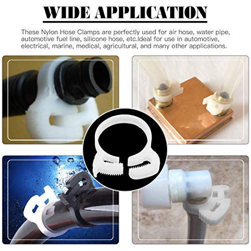 Glarks 48Pcs 8 Size Heavy Duty White Double Gripping Nylon Hose Clamps Set, 6.6-27.2Mm Plastic Snap Ratcheting Clamps Assortment Kit  thumb #5