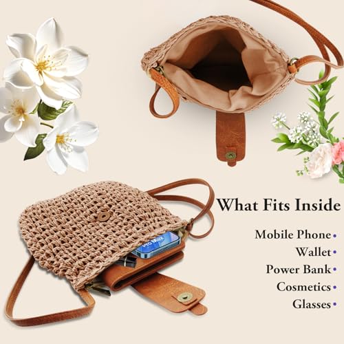 Small Straw Crossbody Bag for Women Boho Handmade Woven Summer Beach Bag Handbags Shoulder Purse for Vacation4