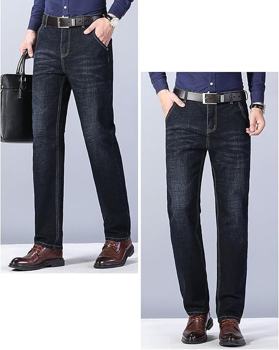 Maiyifu-GJ Men's Slim Fit Stretch Denim Pants Fashion Casual Straight Leg Jeans Elastic Waist Jeans Trousers with Pockets2