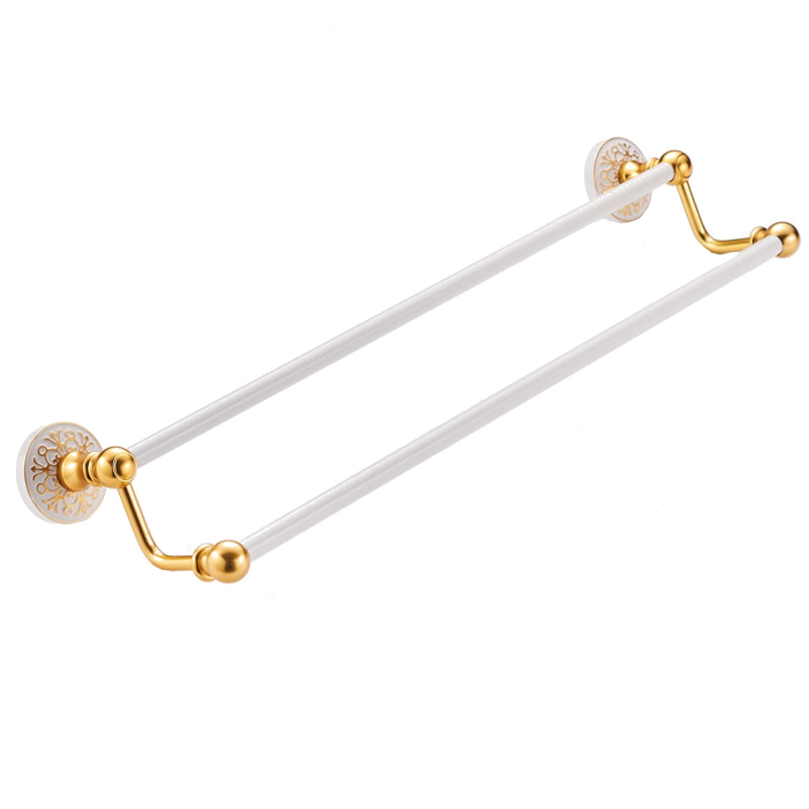 Accessoires de salle de bain porte-serviette double or blanc 40 cm LWX
