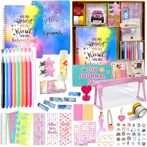 DIY Journal Kit for Girls - 150+ Pcs Scrapbook & Scrapbook Supplies Set, Toys for Tween & Teen Girls Ages 8 9 10 11 12 13 14 - Gift for Birthdays, Christmas Holidays, and Craft Lovers
