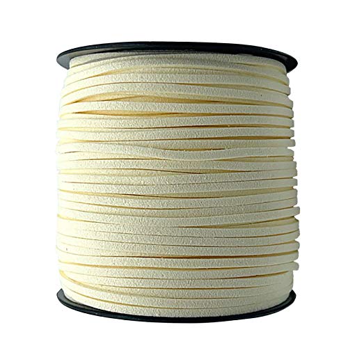 3mm x100 Yards Beige Suede Cord Suede Lace Faux Leather Cord with Roll Spool for Bracelet Necklace Beading DIY Handmade Crafts