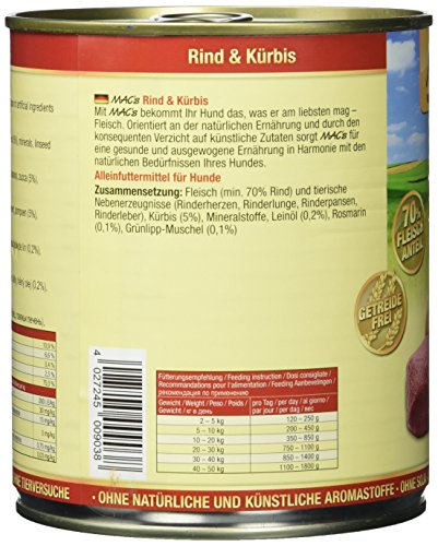 Mac's Rind & Kürbis, 6er Pack (6 x 800 g)