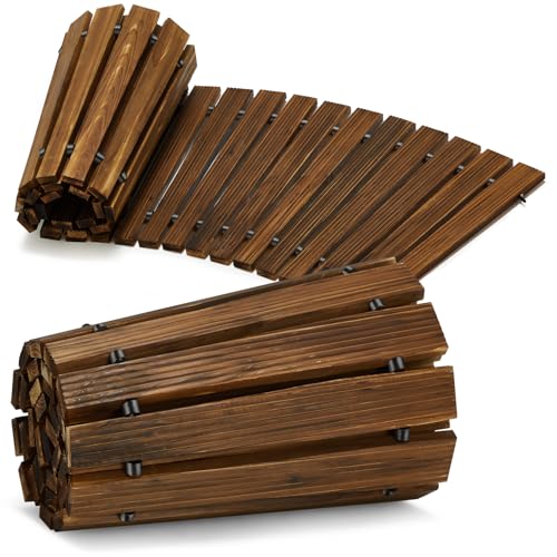 Coperat 6FT Wooden Garden Pathway,Outdoor Roll Out Decorative Curved Walkway,Weather-Resistant Patio Path,Non-Slip Pavers Boardwalk for Garden, Backyard, Beach, Wedding Party Pathways