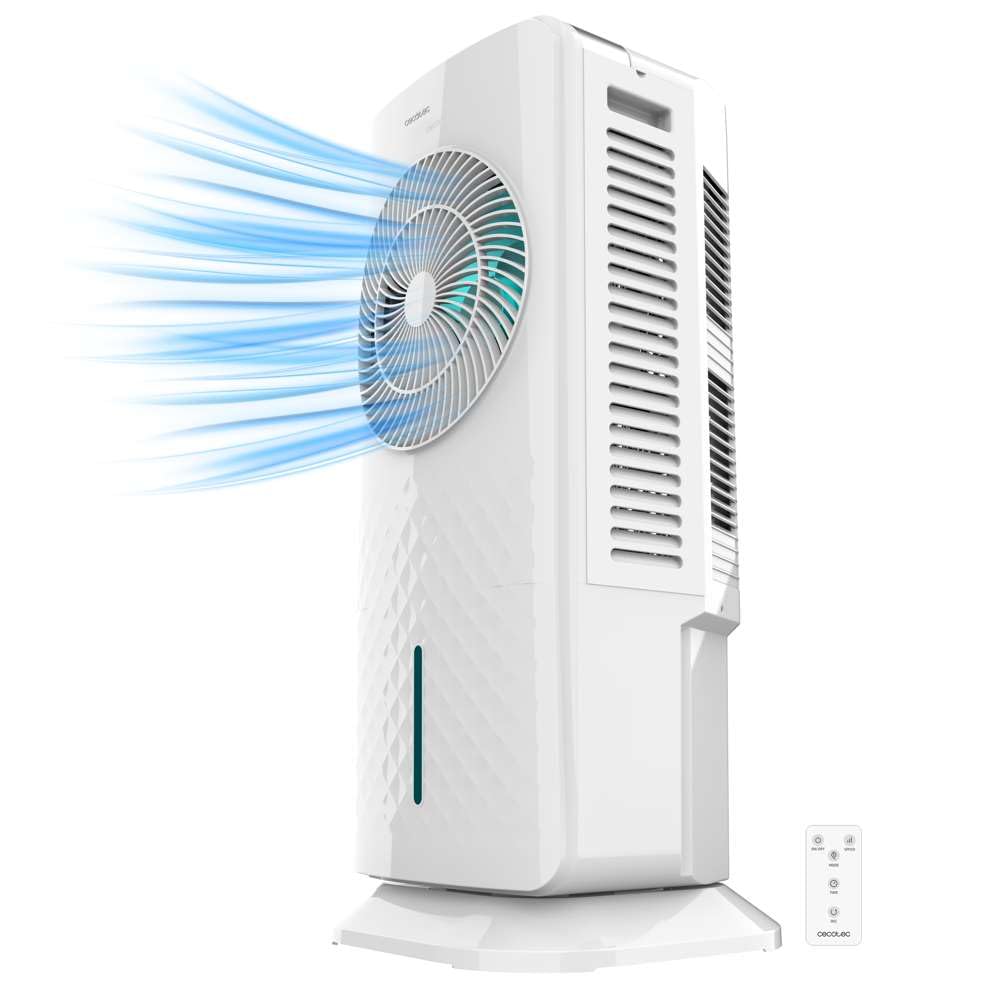 Cecotec Climatizador Evaporativo EnergySilence 3500 Cool Compact Smart, 65 W, Depósito 3,​5 L, Táctil, Mando a distancia, 3 Velocidades, 2 modos, Oscilación 70º, Temporizador 12h, Incluye 2 enfriadores