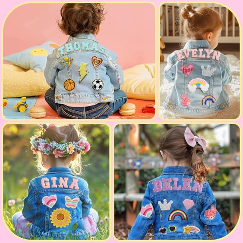 Custom Kids Jean Jacket with Name, Back To School Outfits for 1-8 Year Old Girls Boys, Personalized Birthday gifts for Toddler - Spring & Fall Outerwear Jackets3