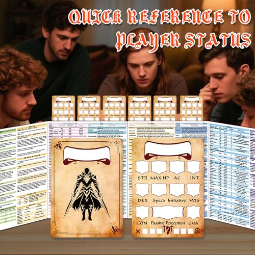 Byhoo DND Initiative&Combat Tracker Set-Waterproof Acrylic DM Screen Top with 25 Insert Cards,Compatible with Dungeons and Dragons 5e/Pathfinder/TTRPGs-DND Essentials Kit for Tabletop RPG Accessories