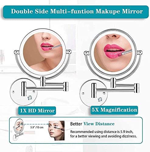 Miroir de maquillage mural pivotant à 360 degrés extensible pour salle de bain - 2