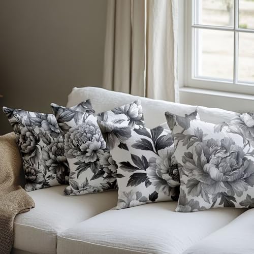 Housse de coussin 35x35cm coussin extérieur imperméable gris de jardin - 4