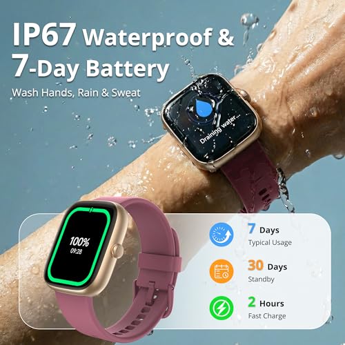 Image of Smart Watch for Women, 1.83 inch HD Touchscreen Fitness Tracker, Bluetooth Calling, 110+ Sports Modes, Heart Rate SpO2 Sleep Monitor, DIY Dial, IP67 Waterproof, Compatible with Android & iOS