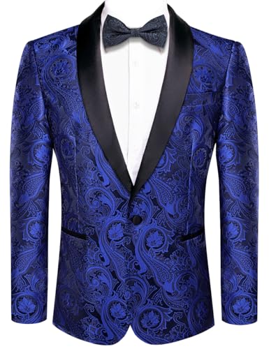 Hi-Tie Stylish Men Suit Jacket Blazer Shawl Lapel One Button Slim Fit Long Sleeve Jacket Tuxedo Party Dinner