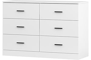 Modern 6 Drawer Dresser for Bedroom White